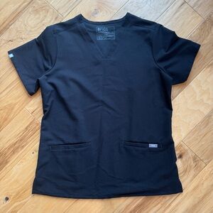 Figs scrub top Catarina black v neck pockets women’s size medium